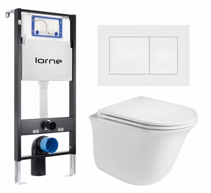 Комплект 3 в 1 инсталляция Lorne Profi LN7002500 + Подвесной унитаз WeltWasser Telbach 004 GL-WT + кнопка белая матовая Carre