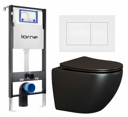 Комплект 3 в 1 инсталляция Lorne Profi LN7002500 + Унитаз подвесной Ceramica Nova Metropol CN4002MB + кнопка белая матовая Carre