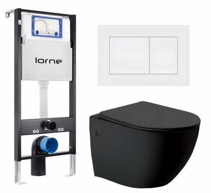 Комплект 3 в 1 инсталляция Lorne Profi LN7002500 + Унитаз Vincea Globo VT1-14MB + кнопка белая матовая Carre
