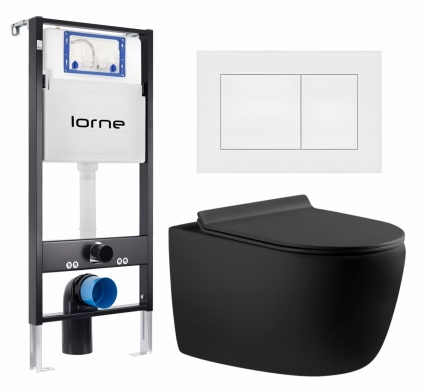 Комплект 3 в 1 инсталляция Lorne Profi LN7002500 + Унитаз подвесной Aquanet Cetus-BW 287008 + кнопка белая матовая Carre