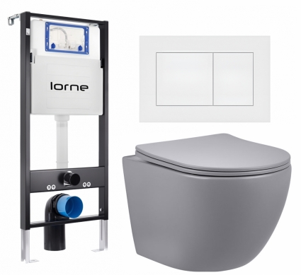 Комплект 3 в 1 инсталляция Lorne Profi LN7002500 + Унитаз подвесной Vincea Globo VT1-14SMG + кнопка белая матовая Carre