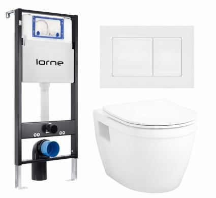 Комплект 3 в 1 инсталляция Lorne Profi LN7002500 + Унитаз подвесной Enio Bolo EN8350034 + кнопка белая матовая Carre