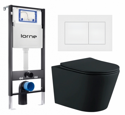 Комплект 3 в 1 инсталляция Lorne Profi LN7002500 + Унитаз подвесной AQUATEK Вега AQ1905-MB + кнопка белая матовая Carre