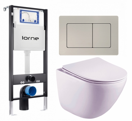 Комплект 3 в 1 инсталляция Lorne Profi LN7002500 + Унитаз подвесной Esbano Lotus ESUPLOTUW + кнопка матовая нержавеющая сталь Carre
