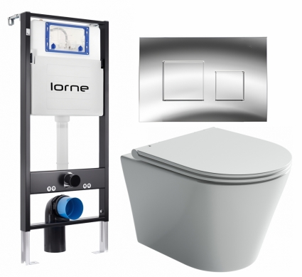 Комплект 3 в 1 инсталляция Lorne Profi LN7002500 + Унитаз подвесной Ceramica Nova Forma CN3011 + кнопка хром глянцевый Cube