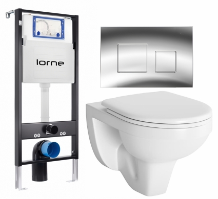 Комплект 3 в 1 инсталляция Lorne Profi LN7002500 + Унитаз подвесной Berges Wasserhaus Gamma 081105 + кнопка хром глянцевый Cube