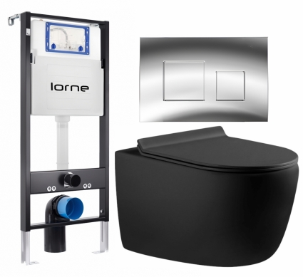 Комплект 3 в 1 инсталляция Lorne Profi LN7002500 + Унитаз подвесной Aquanet Cetus-BW 287008 + кнопка хром глянцевый Cube