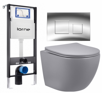 Комплект 3 в 1 инсталляция Lorne Profi LN7002500 + Унитаз подвесной Vincea Globo VT1-14SMG + кнопка хром глянцевый Cube