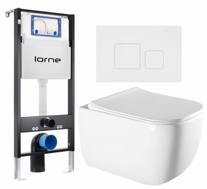 Комплект 3 в 1 инсталляция Lorne Profi LN7002500 + Унитаз подвесной Vincea Form VT1-35 + кнопка белая матовая Cube