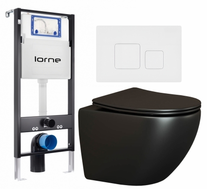 Комплект 3 в 1 инсталляция Lorne Profi LN7002500 + Унитаз подвесной Ceramica Nova Metropol CN4002MB + кнопка белая матовая Cube