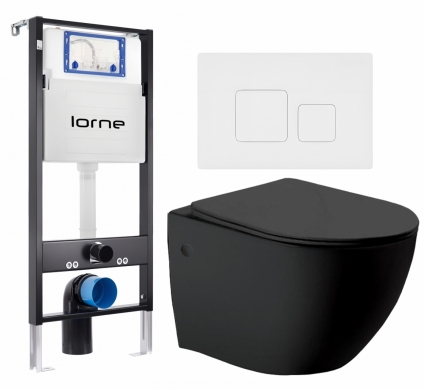 Комплект 3 в 1 инсталляция Lorne Profi LN7002500 +  Унитаз Vincea Globo VT1-14MB  + кнопка белая матовая Cube