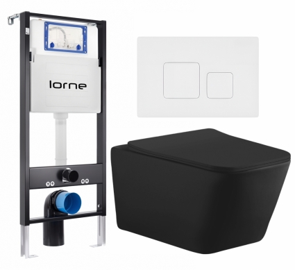 Комплект 3 в 1 инсталляция Lorne Profi LN7002500 +  Унитаз подвесной Aquanet Tavr-W BW 287011  + кнопка белая матовая Cube