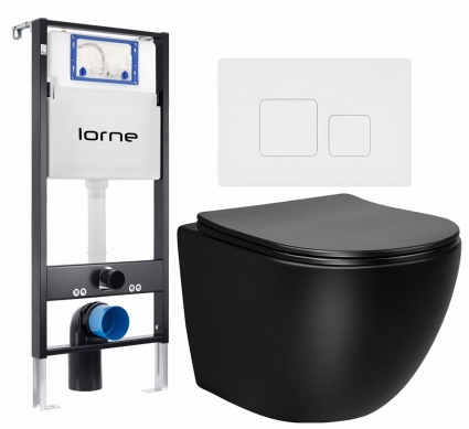 Комплект 3 в 1 инсталляция Lorne Profi LN7002500 + Унитаз Vincea Globo VT1-14SMB  + кнопка белая матовая Cube