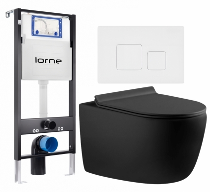Комплект 3 в 1 инсталляция Lorne Profi LN7002500 + Унитаз подвесной Aquanet Cetus-BW 287008 + кнопка белая матовая Cube