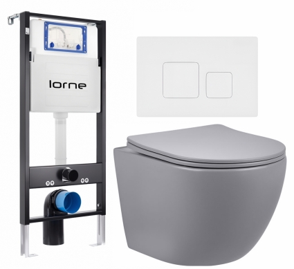 Комплект 3 в 1 инсталляция Lorne Profi LN7002500 +  Унитаз подвесной Vincea Globo VT1-14SMG + кнопка белая матовая Cube