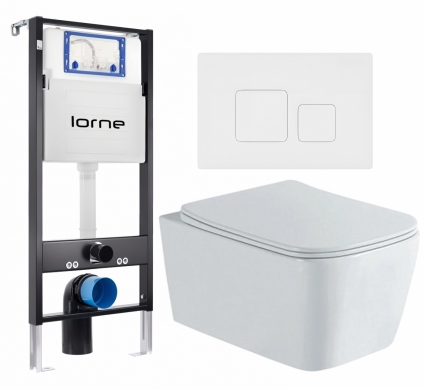 Комплект 3 в 1 инсталляция Lorne Profi LN7002500 + Унитаз подвесной AQUATEK Либра New AQ1148N-00 + кнопка белая матовая Cube