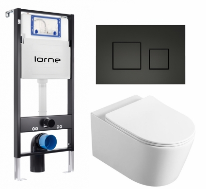 Комплект 3 в 1 инсталляция Lorne Profi LN7002500 + Унитаз Vincea Cute VT1-24 + кнопка черная матовая Cube
