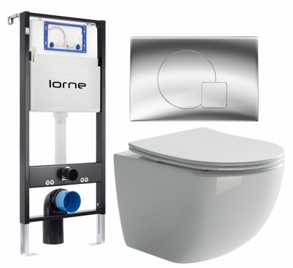 Комплект 3 в 1 инсталляция Lorne Profi LN7002500 + Унитаз подвесной Ceramica Nova Forma CN3009  + кнопка хром глянцевый Geometriq