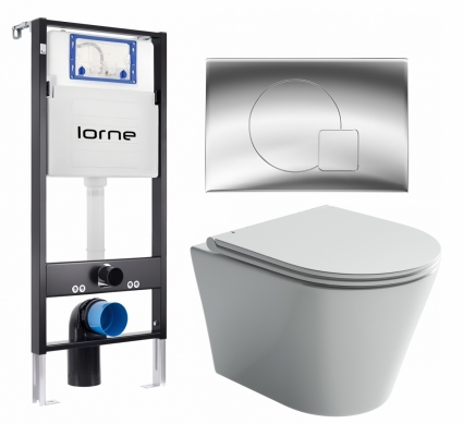 Комплект 3 в 1 инсталляция Lorne Profi LN7002500 +  Унитаз подвесной Ceramica Nova Forma CN3011 + кнопка хром глянцевый Geometriq