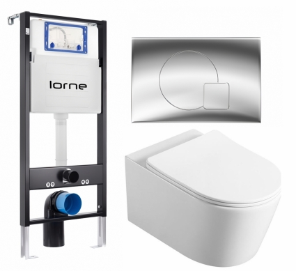 Комплект 3 в 1 инсталляция Lorne Profi LN7002500 + Унитаз Vincea Cute VT1-24  + кнопка хром глянцевый Geometriq