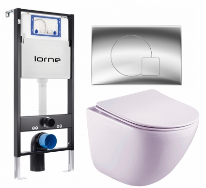 Комплект 3 в 1 инсталляция Lorne Profi LN7002500 + Унитаз подвесной Esbano Lotus ESUPLOTUW + кнопка хром глянцевый Geometriq
