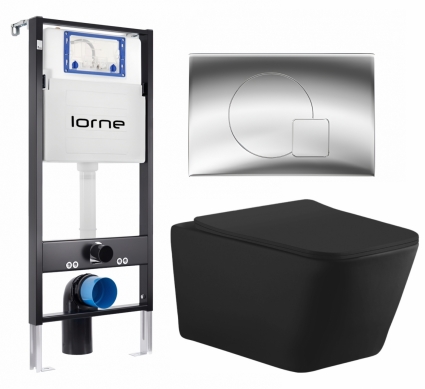 Комплект 3 в 1 инсталляция Lorne Profi LN7002500 +  Унитаз подвесной Aquanet Tavr-W BW 287011 + кнопка хром глянцевый Geometriq