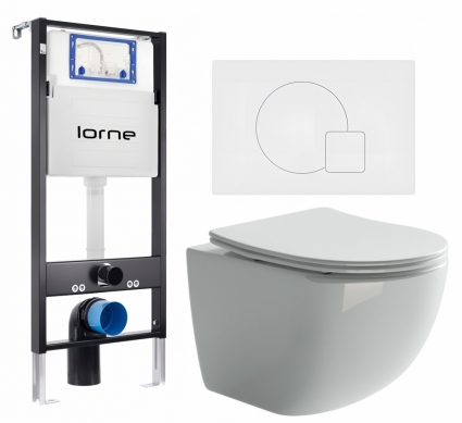 Комплект 3 в 1 инсталляция Lorne Profi LN7002500 + Унитаз подвесной Ceramica Nova Forma CN3009 + кнопка белая матовая Geometriq