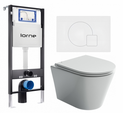 Комплект 3 в 1 инсталляция Lorne Profi LN7002500 + Унитаз подвесной Ceramica Nova Forma CN3011 + кнопка белая матовая Geometriq