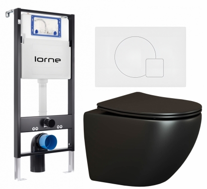 Комплект 3 в 1 инсталляция Lorne Profi LN7002500 + Унитаз подвесной Ceramica Nova Metropol CN4002MB + кнопка белая матовая Geometriq