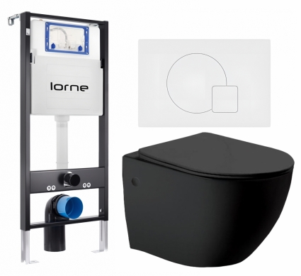 Комплект 3 в 1 инсталляция Lorne Profi LN7002500 +Унитаз Vincea Globo VT1-14MB + кнопка белая матовая Geometriq