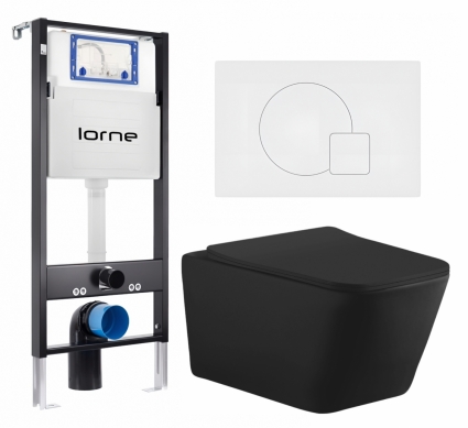 Комплект 3 в 1 инсталляция Lorne Profi LN7002500 +  Унитаз подвесной Aquanet Tavr-W BW 287011 + кнопка белая матовая Geometriq