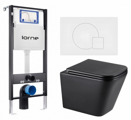 Комплект 3 в 1 инсталляция Lorne Profi LN7002500 +  Унитаз подвесной Lemark Florex 9612002 + кнопка белая матовая Geometriq