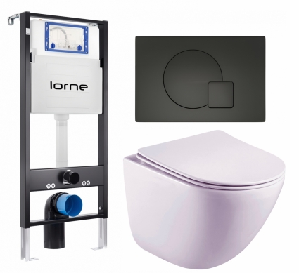 Комплект 3 в 1 инсталляция Lorne Profi LN7002500 + Унитаз подвесной Esbano Lotus ESUPLOTUW  + кнопка черная матовая Geometriq