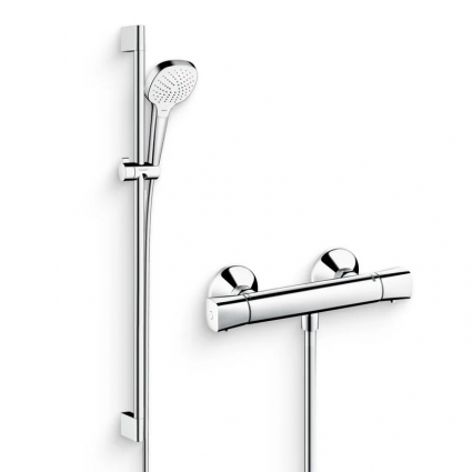Душевой комплект Термостат Hansgrohe Ecostat universal 13122000 для душа + Гарнитур Croma Select E 26592400 хром, штанга 7.1 см