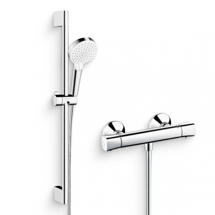 Душевой комплект Термостат Hansgrohe Ecostat universal 13122000 для душа + Гарнитур Crometta Vario 650 26532400 хром, штанга 7.1 см