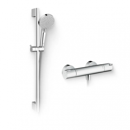 Душевой комплект Термостат Hansgrohe Ecostat 1001 CL ВМ 13211000 для душа + Гарнитур Vernis Blend 26275000 хром штанга 6.8 см