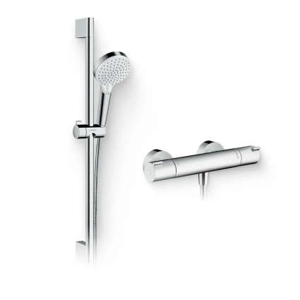 Душевой комплект Термостат Hansgrohe Ecostat 1001 CL ВМ 13211000 для душа + Гарнитур Crometta Vario 650 26532400 хром, штанга 6.8 см