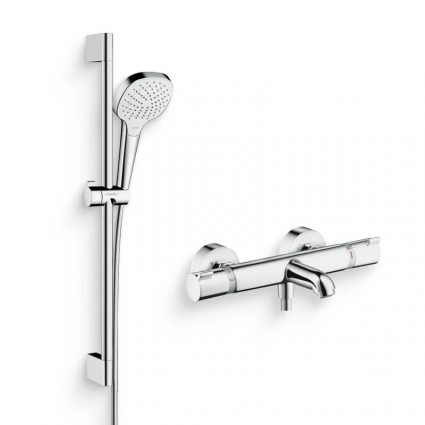 Душевой комплект Термостат Hansgrohe Ecostat Comfort 13114000 для ванны с душем, хром + Гарнитур Croma Select E Vario 26582400 в современном стиле