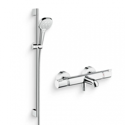 Душевой комплект Термостат Hansgrohe Ecostat Comfort 13114000 для ванны с душем, хром + Гарнитур Croma Select E Multi 26590400 в современном стиле