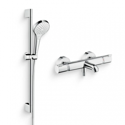 Душевой комплект Термостат Hansgrohe Ecostat Comfort 13114000 для ванны с душем, хром + Гарнитур Croma Select S Vario 26562400 в современном стиле