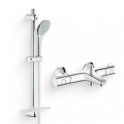 Душевой комплект Термостат Grohe Grohtherm 800 34576000 для ванны с душем + Гарнитур Euphoria 110 Champagne 27232001, хром,  в современном стиле