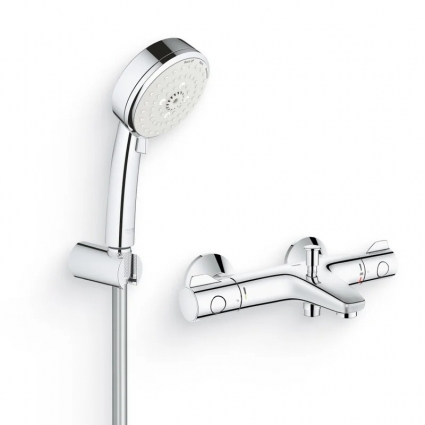 Душевой комплект Термостат Grohe Grohtherm 800 34576000 для ванны с душем + Гарнитур Tempesta Cosmopolitan 27588002, хром,  в современном стиле