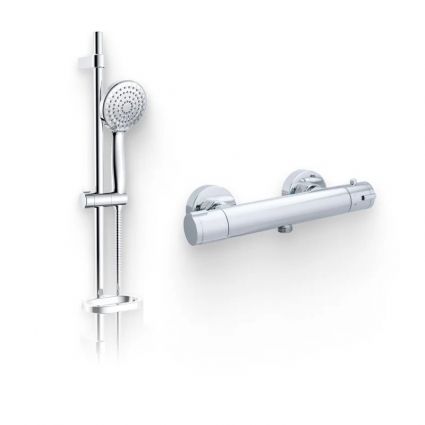 Душевой комплект Термостат Swedbe Mercury 9025 для душа + Гарнитур Calypso 5011 хром, штанга 5.45 см