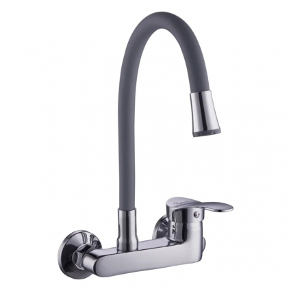 Смеситель для кухни Plstart PD46001-12 хром, серый, однорычажный, длина излива 21.5 см