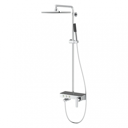 Душевая стойка Teska Niagara NG3501S хром, черное стекло, штанга 138 см, шланг пластиковый 160 см
