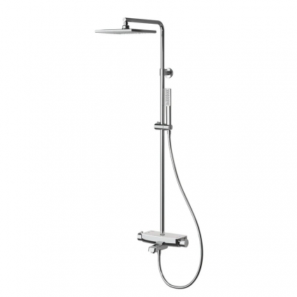 Душевая стойка Teska Mira DK3601C хром, белое стекло, штанга 138 см, шланг пластиковый 160 см