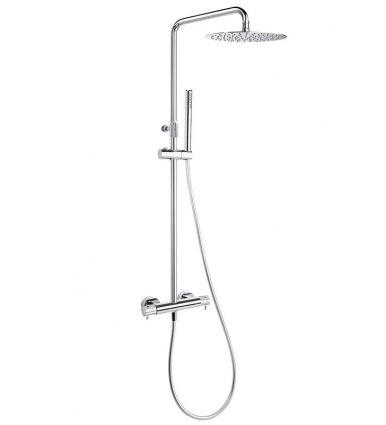 Душевая стойка Ramonsoler Odisea Joya 595401RM300 хром, с термостатом, штанга 148.35 см, шланг пластиковый 175 см