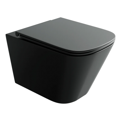 Унитаз подвесной Ceramica Nova Union CN4009TMB с микролифтом, безободковый, черный матовый, 34x49 см