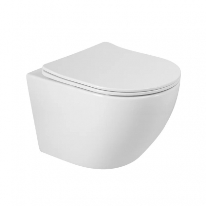 Унитаз подвесной BelBagno Sfera-r BB046CHR/SC безободковый, с микролифтом, белый глянцевый, 35.5x49 см