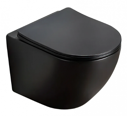 Унитаз подвесной Good Door Hansmann ROUND безободковый, с микролифтом, черный, 36x53.1 см